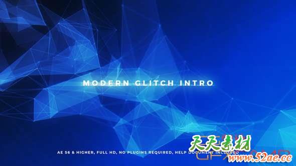 AE模板-Plexus背景Logo动画 Modern Glitch Intro-天天素材网