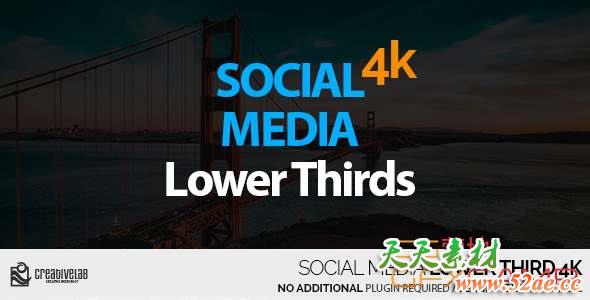AE模板-社交人名字幕条动画 Social Media Lower Thirds 4K-天天素材网