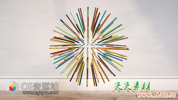 C4D铅笔抽象球Cloner效果器教程+工程文件Cinema 4D – Abstract Ball of Pencils using the Cloner Effector Tutorial-天天素材网