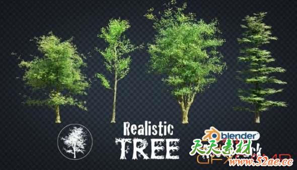 Blender真实植物树木预设 Realistic Tree Asset Pack v1.1-天天素材网