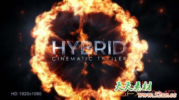 AE模板-大气三维文字视频宣传片头 Hybrid Cinematic Trailer-天天素材网