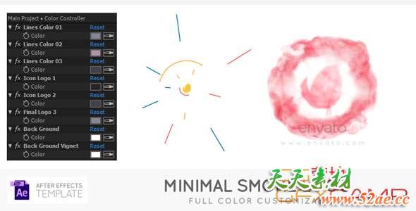 AE模板-简洁图形烟雾Logo动画 Minimal Smoke Logo-天天素材网