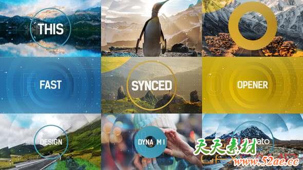 AE模板-图形遮罩图片快速开场 Fast Opener-天天素材网