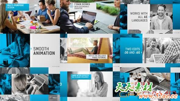 AE模板-商务图片分屏宣传介绍片头 Multi-Purpose Promo-天天素材网