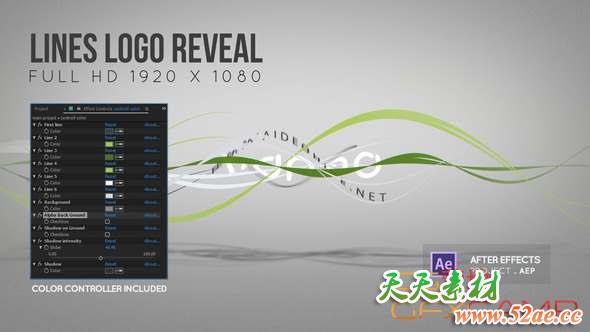 AE模板-线条生长Logo动画 Lines Logo Reveal-天天素材网