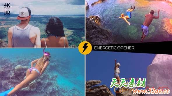 AE模板-旅游视频拼贴开场 Energetic Opener-天天素材网
