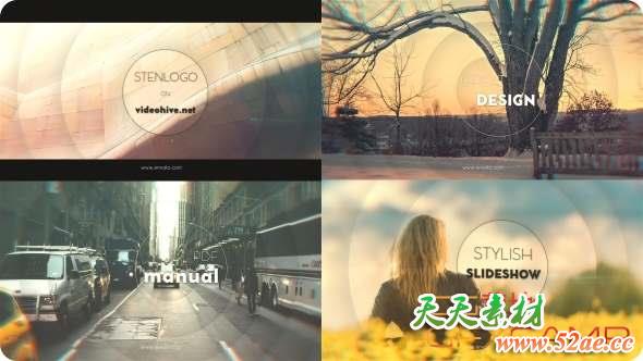 AE模板-图形遮罩视差图片开场 Slideshow-天天素材网