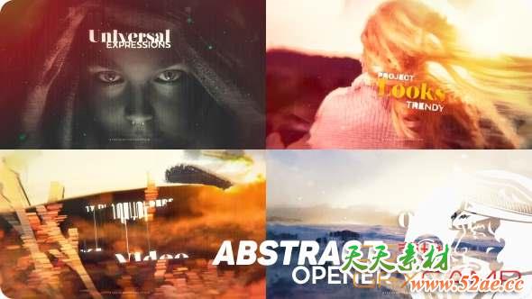 AE模板-像素拉伸视差图片开场 Cinematic-天天素材网