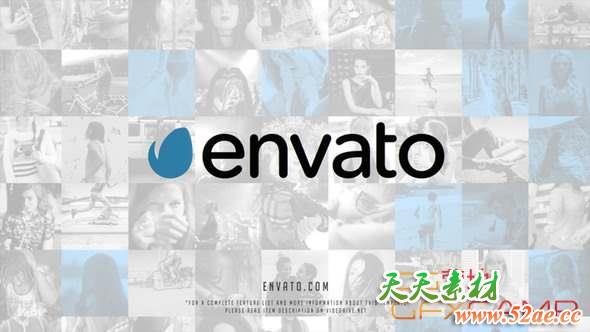 AE模板-照片墙幻灯片切换开场 Minimal Slideshow-天天素材网