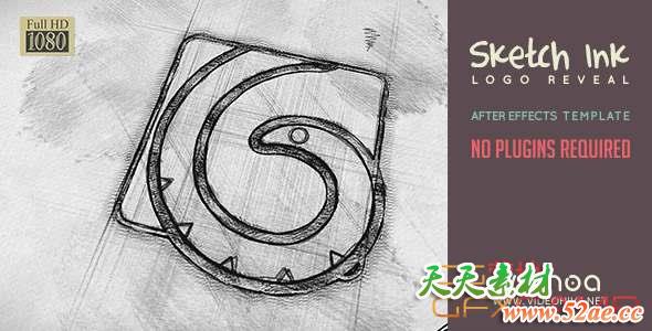 AE模板-手绘设计Logo动画 Sketch Ink Logo Reveal-天天素材网