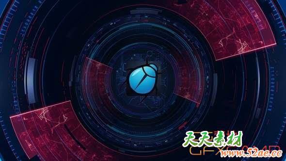AE模板-科技感HUD雷达Logo动画 Technology Logo-天天素材网