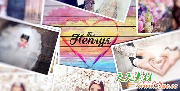 AE模板-水墨遮罩相册幻灯片开场 Photo Slideshow-天天素材网