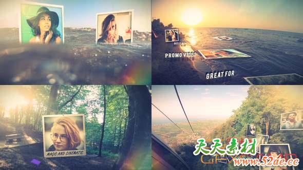 AE模板-大自然实拍照片相册合成片头 Cinematic Photo Slide-天天素材网