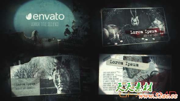 AE模板-恐怖文字照片开场 Horror Title Sequence-天天素材网