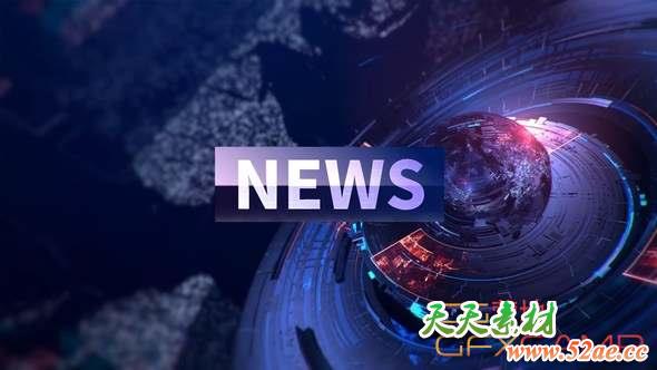 AE模板-三维科技感新闻栏目包装 TV News-天天素材网