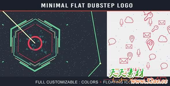 AE模板-线条图形扁平化Logo动画 Minimal Flat Dubstep Logo-天天素材网