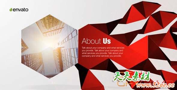 AE模板-多边形折叠商务包装片头 Corporate Polygon Presentation-天天素材网