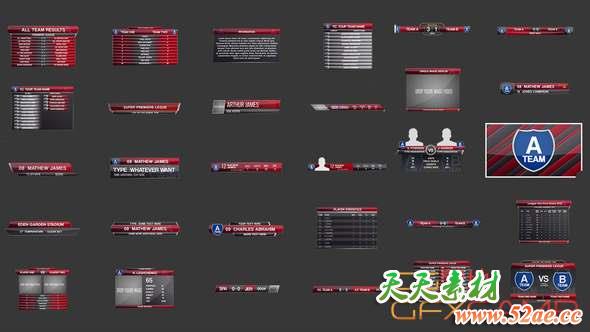 AE模板-体育赛事积分榜字幕条栏目包装 Sports Pack-天天素材网