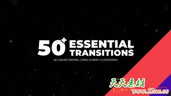 AE模板-50组图形动画视频转场 Transitions-天天素材网