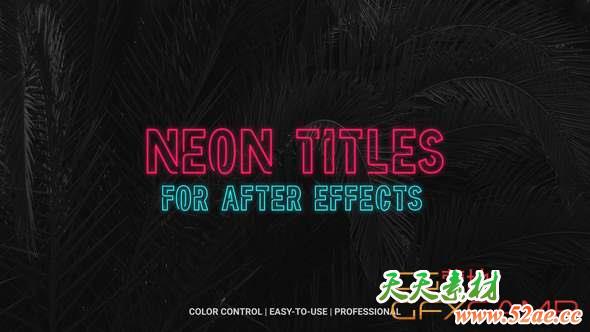 AE模板-霓虹灯文字标题动画 Neon-天天素材网