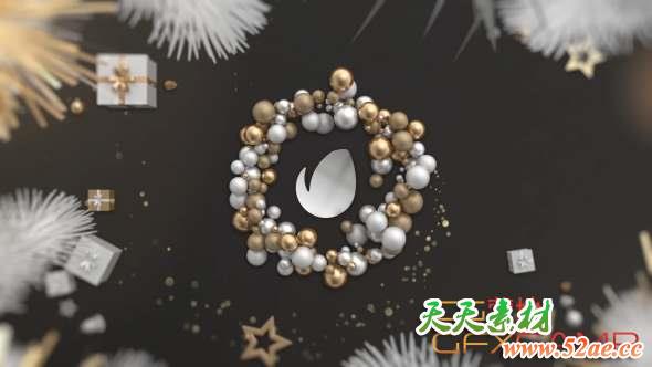 AE模板-圣诞节珠宝Logo动画 Gold Christmas Logo-天天素材网