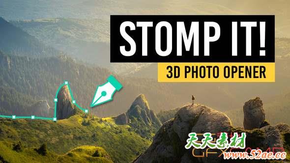 AE模板-三维视差图片快闪片头 STOMP IT! – 3D Photo Opener-天天素材网