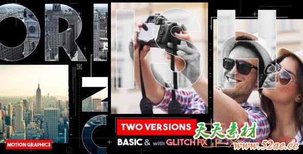 AE模板-文字遮罩视频切割开场 Upbeat Style-天天素材网