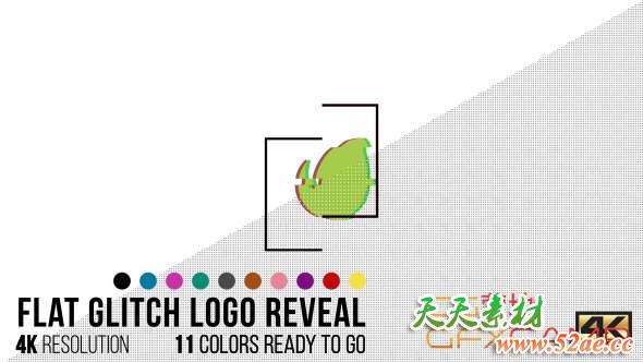 AE模板-图形撕裂Logo动画 Flat Glitch Logo Reveal-天天素材网