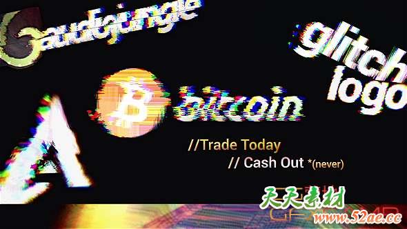 AE模板-信号损坏旋转Logo动画 Glitch Logo Rotation-天天素材网