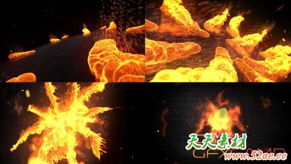 AE模板-火焰汇聚Logo动画 Fire Logo Opener-天天素材网