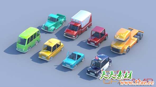 卡通玩具汽车3D模型 Cubebrush – Toycar Pack-天天素材网
