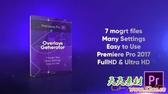 Premiere预设-叠加光效图形元素 Overlays Generator-天天素材网