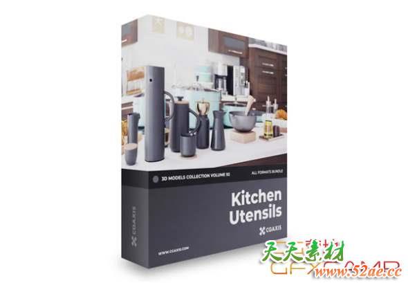 厨房用具3D模型 CGAxis – Kitchen Utensils 3D Models Collection – Volume 92 (C4D/MAX/OBJ/FBX等格式)-天天素材网