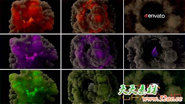 AE模板-三维火焰烟雾爆炸Logo动画 Massive Fire And Smoke Explosion-天天素材网