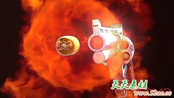 AE模板-三维开枪子弹Logo动画 Magnum Gunshot Logo Reveal-天天素材网