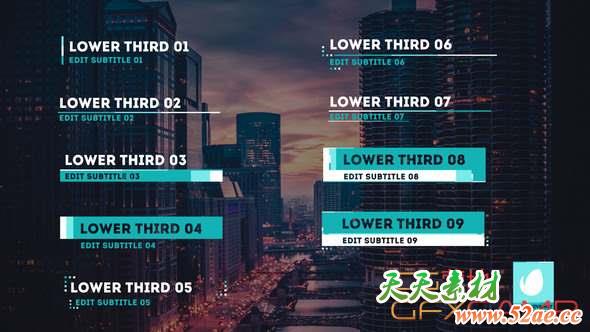 AE模板-简洁人名字幕条动画 Tritone Lower Thirds-天天素材网