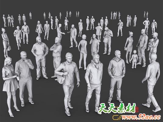低多边形人物3D模型 Cubebrush – Complete Lowpoly People Pack Volume 1-天天素材网