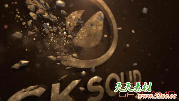 AE模板-石头碎片汇聚Logo动画 Rock Solid-天天素材网