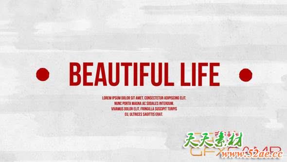 AE模板-笔刷遮罩定格相册照片展示 Beautiful Life-天天素材网