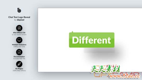 AE模板-对话框气泡Logo动画 Chat Text Logo Reveal – 3 in 1-天天素材网