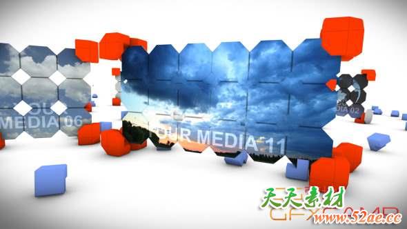 AE模板-三维方块视频包装片头 Crazy Metal Boxes-天天素材网