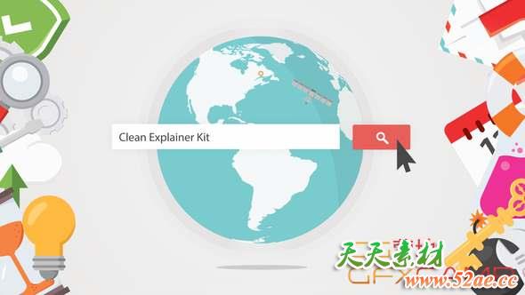 AE模板-扁平化介绍MG动画片头 Clean Explainer Kit-天天素材网