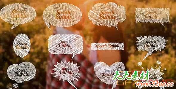 AE模板-手绘对话框气泡动画 Speech Bubble Pack-天天素材网