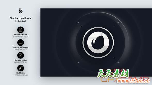 AE模板-简洁图形创意Logo动画 Simplex Logo Reveal-天天素材网