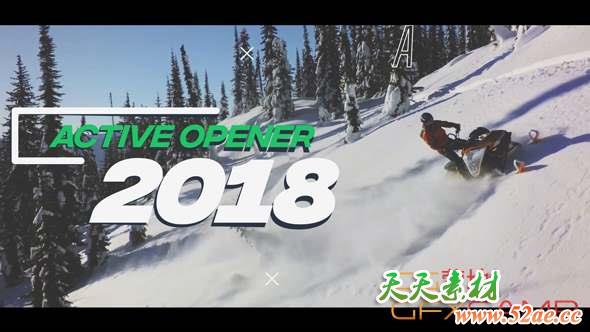 AE模板-动态拼贴体育运动视频片头 Active Opener-天天素材网
