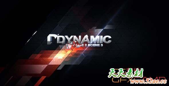 AE模板-动感图形折射体育视频片头 Get Up-天天素材网