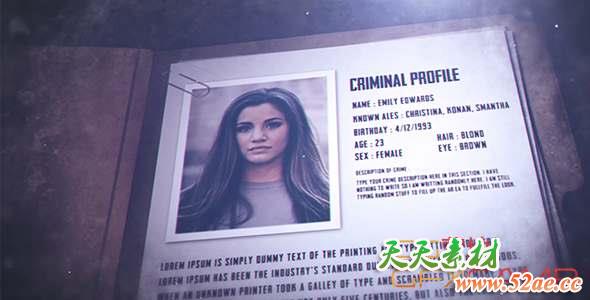 AE模板-犯罪档案片头包装 Crime File-天天素材网