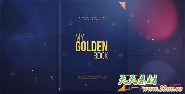 AE模板-翻书视频回忆片头 My Golden Book-天天素材网