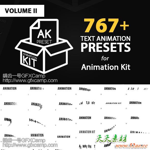 AE脚本：767组MG文字动画弹性缓入缓出AE预设V2-天天素材网