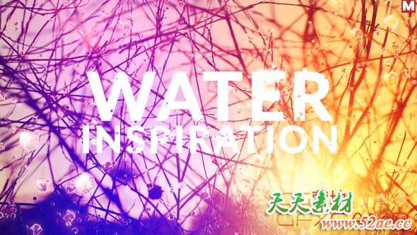 AE模板-下雨水滴定格图片开场 Water Inspiration-天天素材网